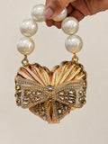 Pearl Royale Heart Bow Crystal Clutch
