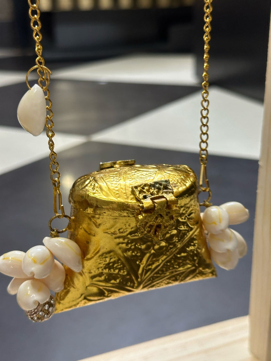 Mini Gold Blossom Charm Clutch
