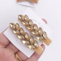 Golden Leaf Crystal Hair Clips Set