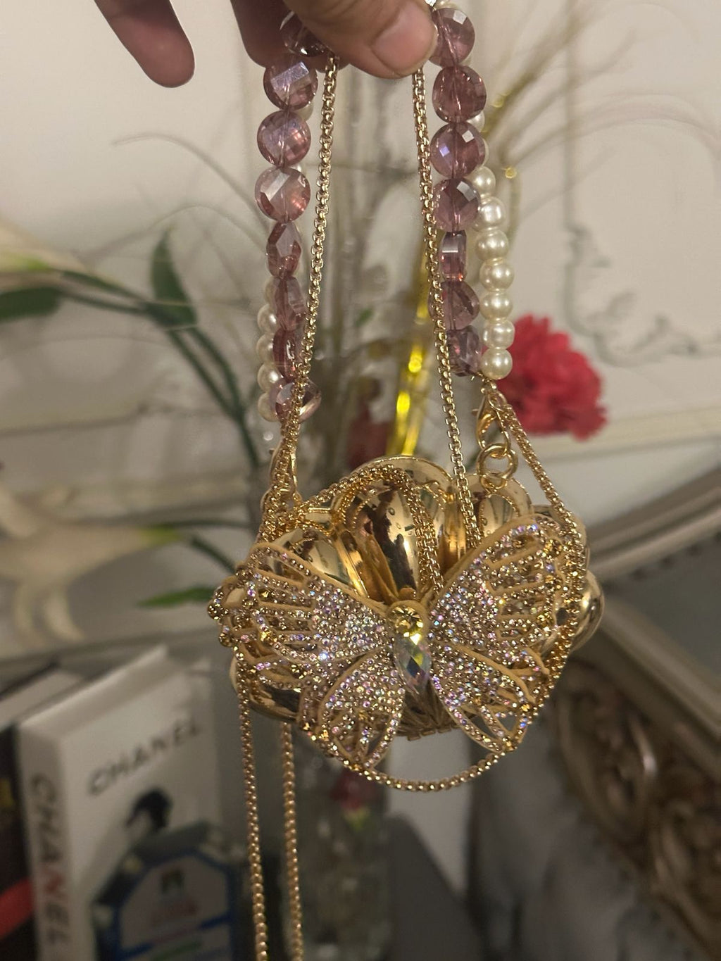 Butterfly Bloom Crystal Clutch