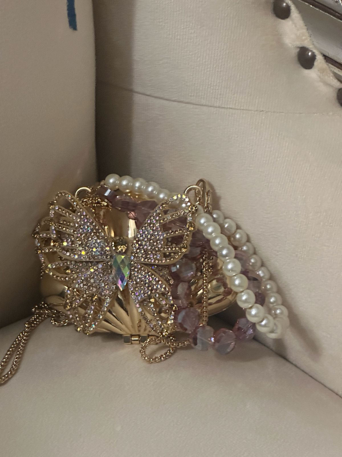 Butterfly Bloom Crystal Clutch