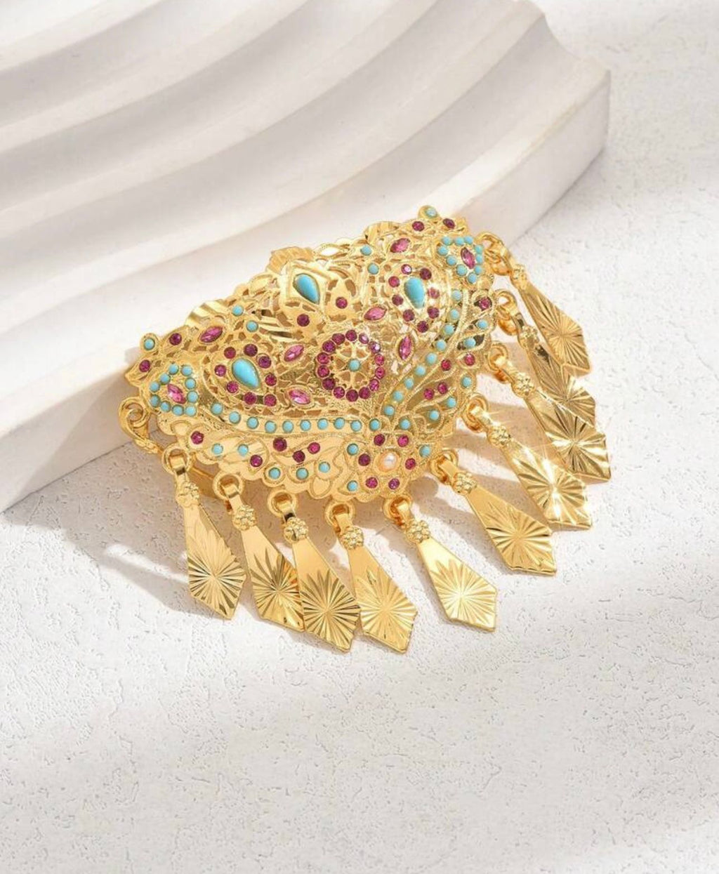 Royal Heirloom Brooch – Turquoise & Ruby Crystal Pin