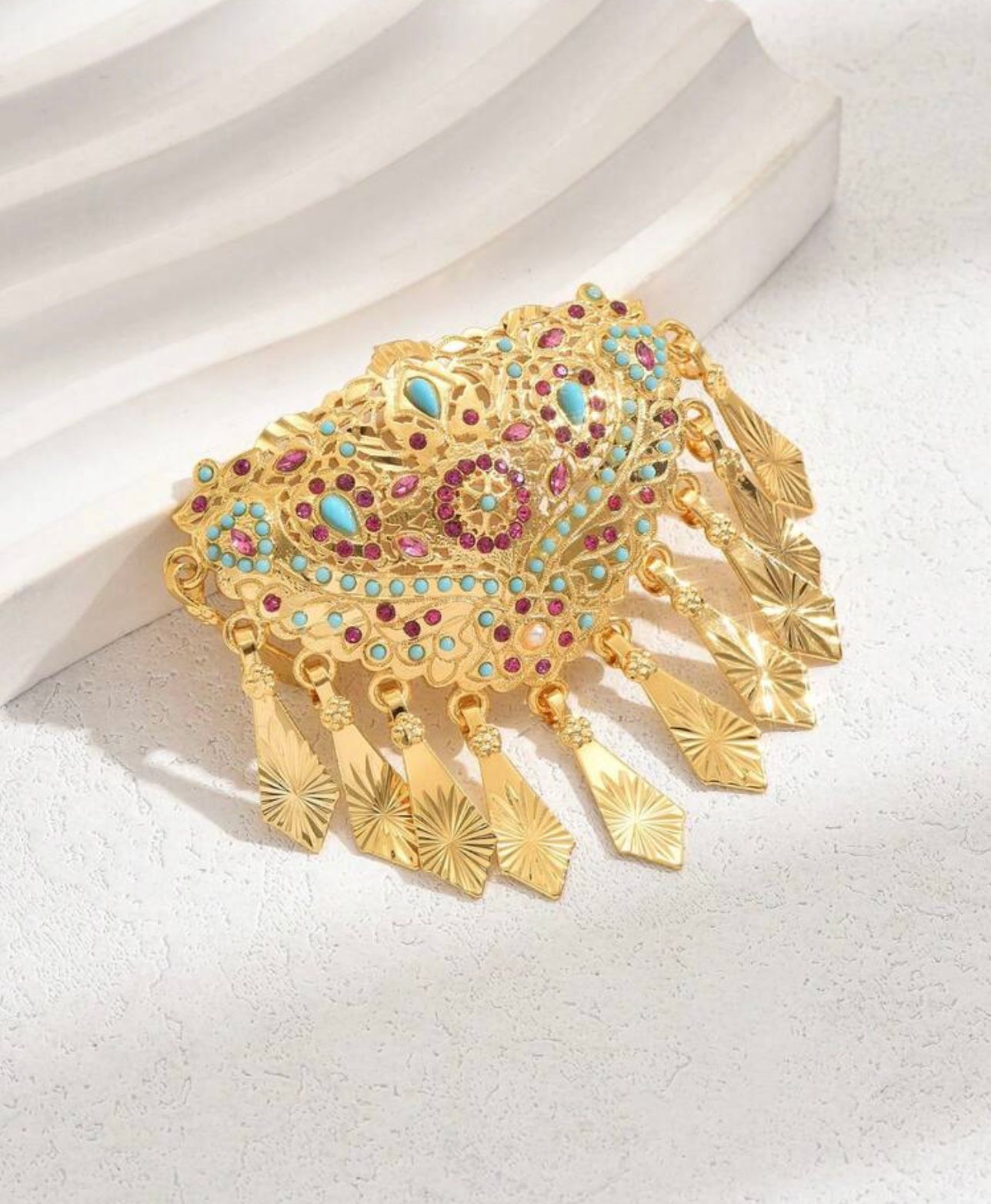 Royal Heirloom Brooch – Turquoise & Ruby Crystal Pin