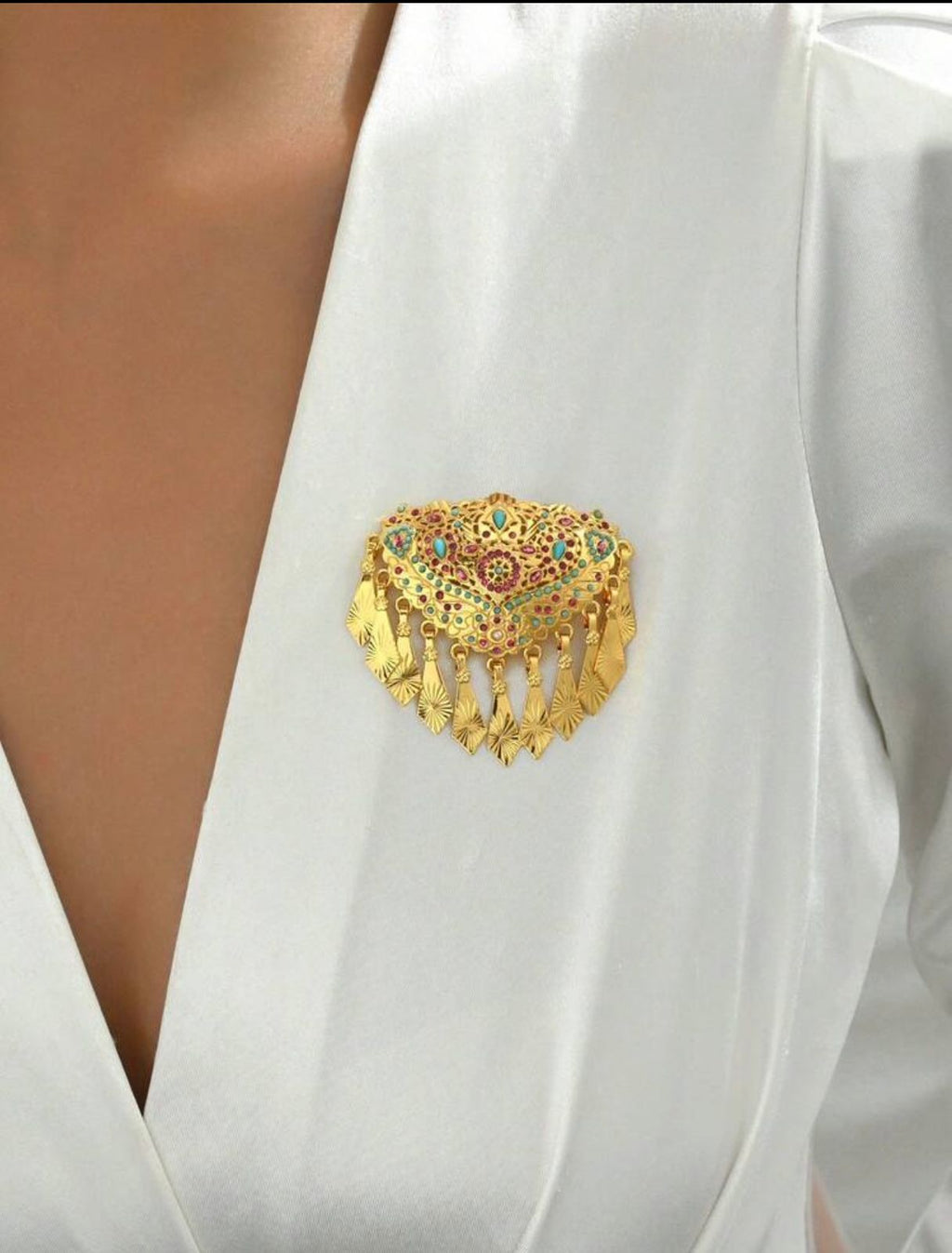 Royal Heirloom Brooch – Turquoise & Ruby Crystal Pin