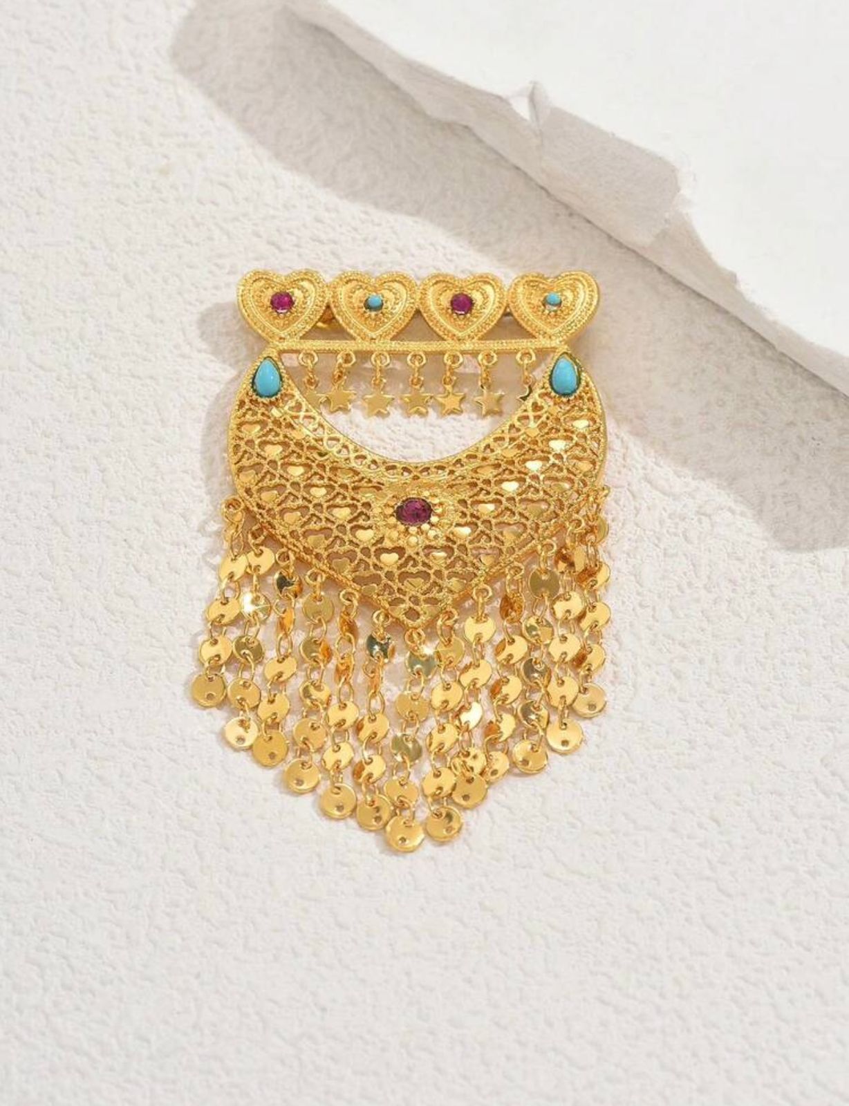 Noor-e-Zevar Brooch – Gold Tassel Statement Pin