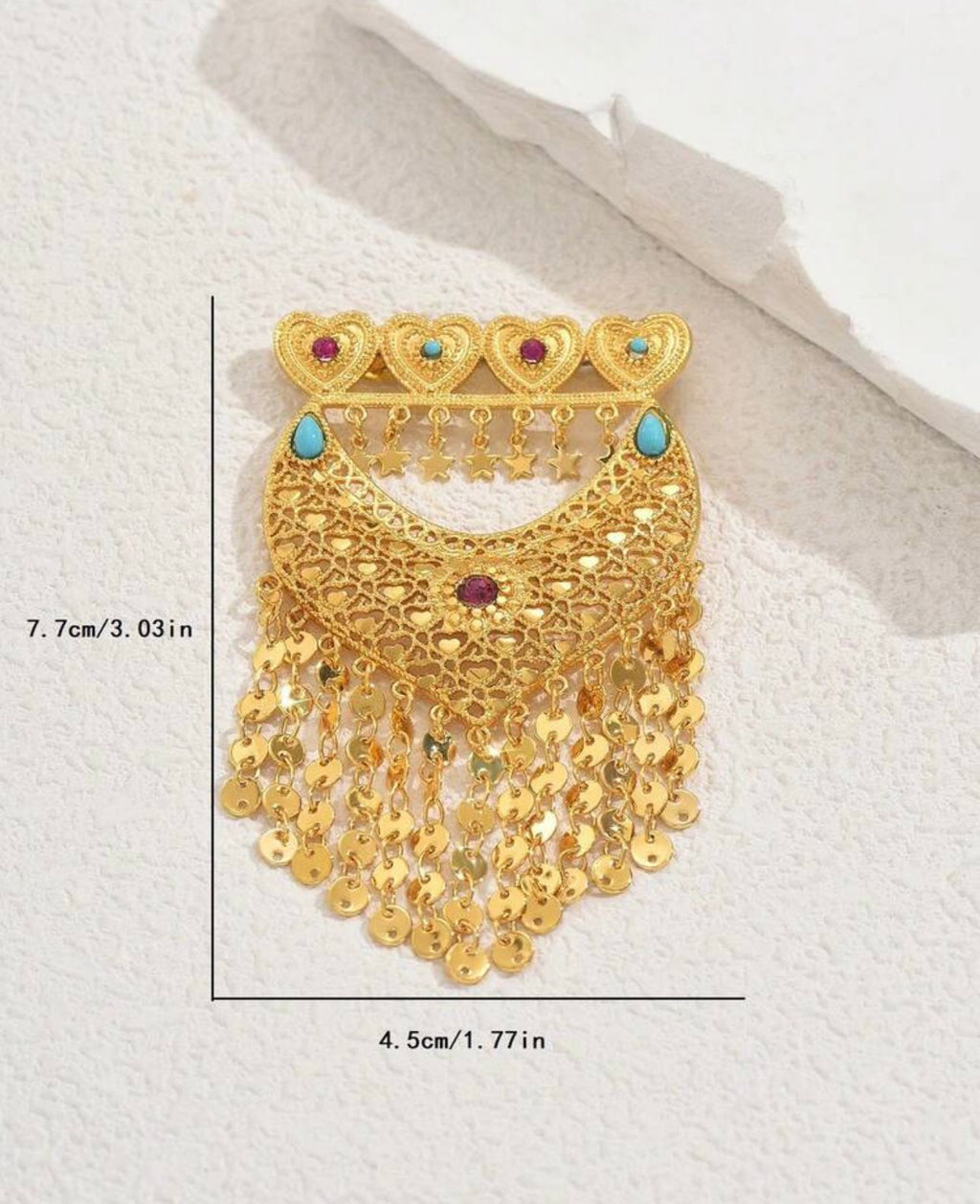 Noor-e-Zevar Brooch – Gold Tassel Statement Pin