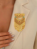Noor-e-Zevar Brooch – Gold Tassel Statement Pin