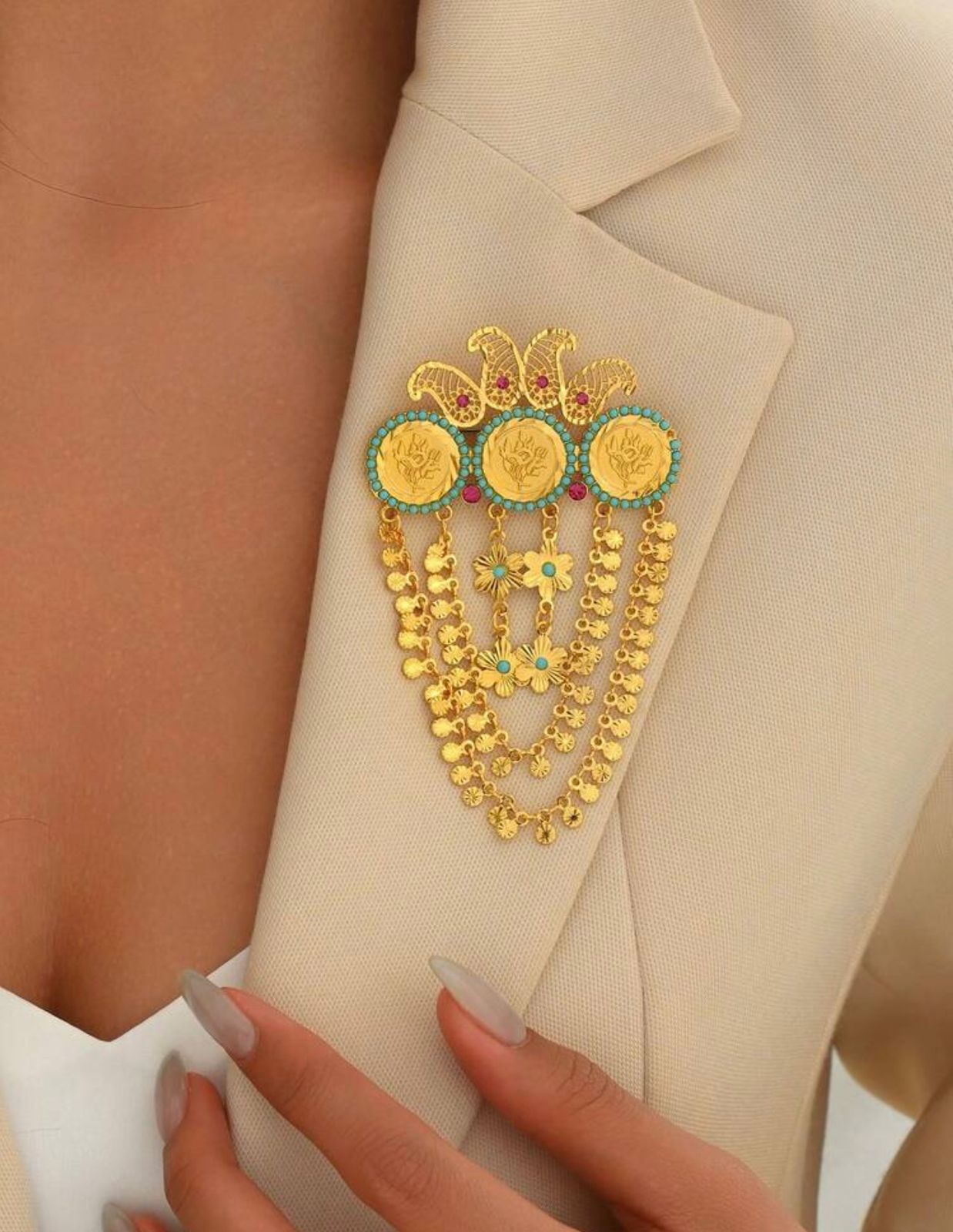 Sultana Bloom Brooch – Heritage Gold Statement Pin