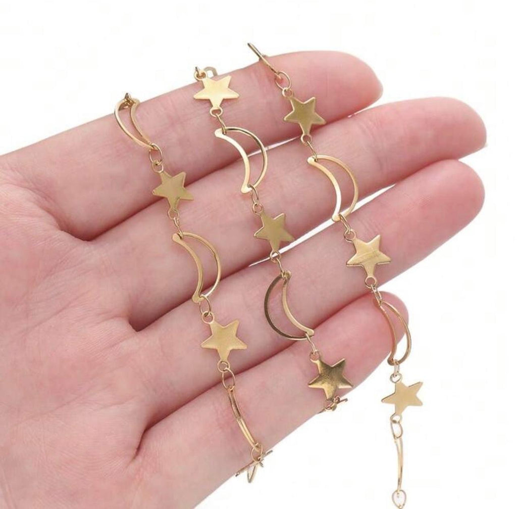 Permanent Celestial Moon & Star Chain – Gold Stainless Steel