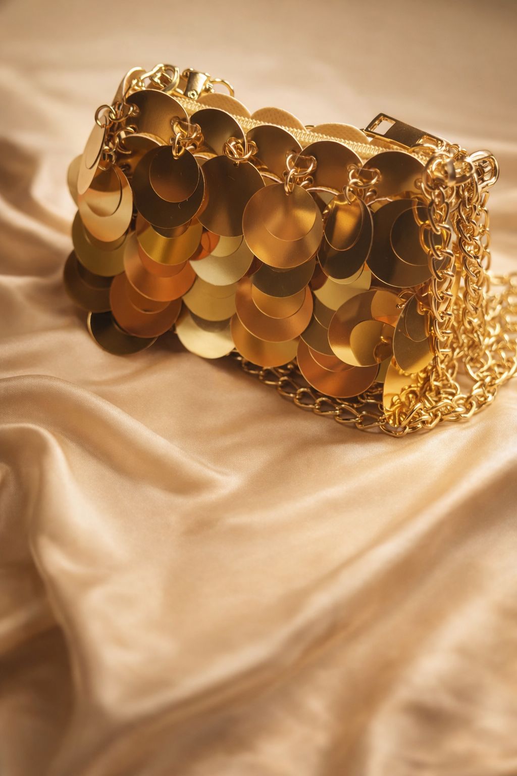 Golden Cascade Sequin Shoulder Clutch