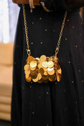 Golden Cascade Sequin Shoulder Clutch