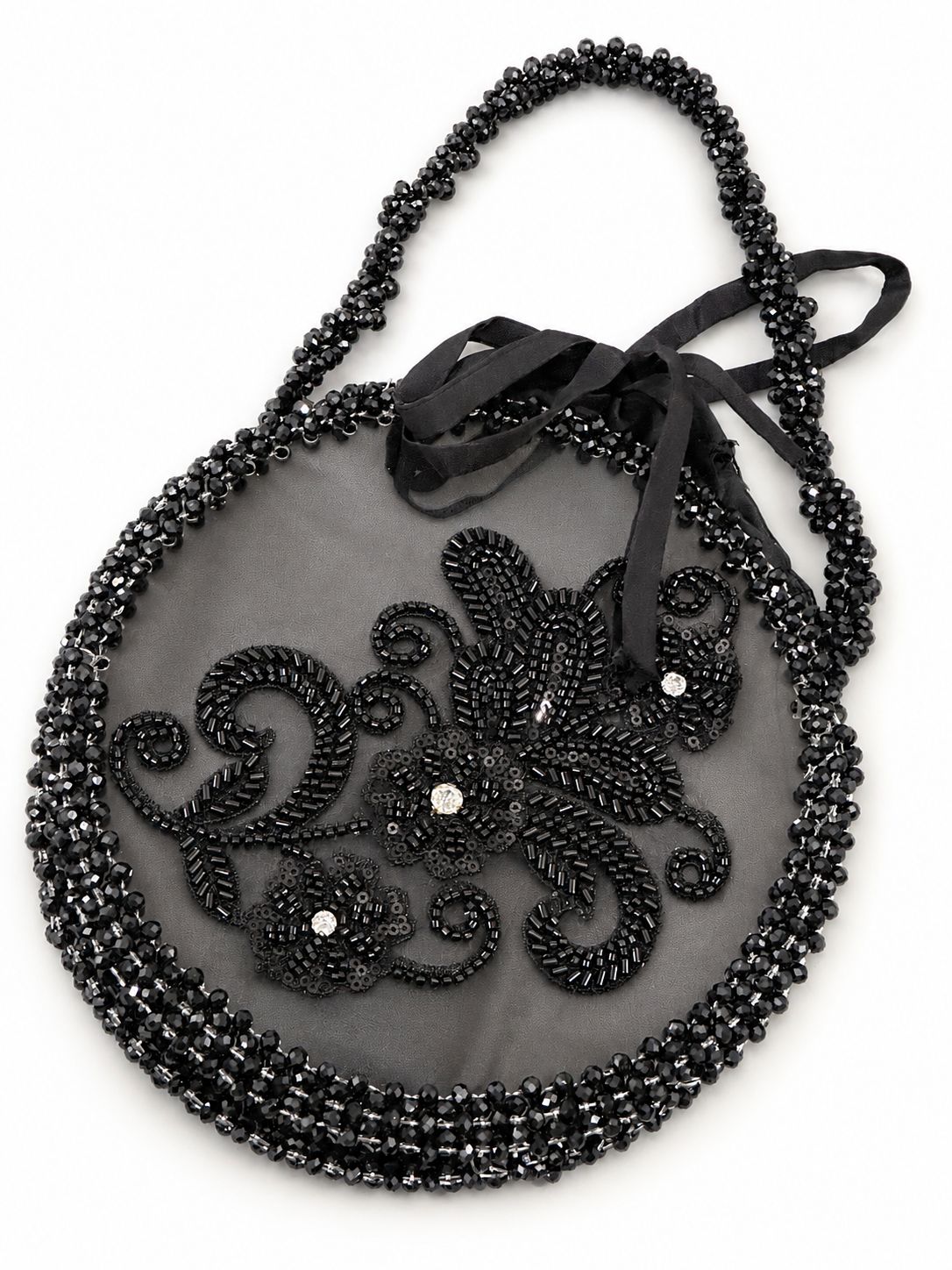 Midnight Noir Beaded acrylic Clutch