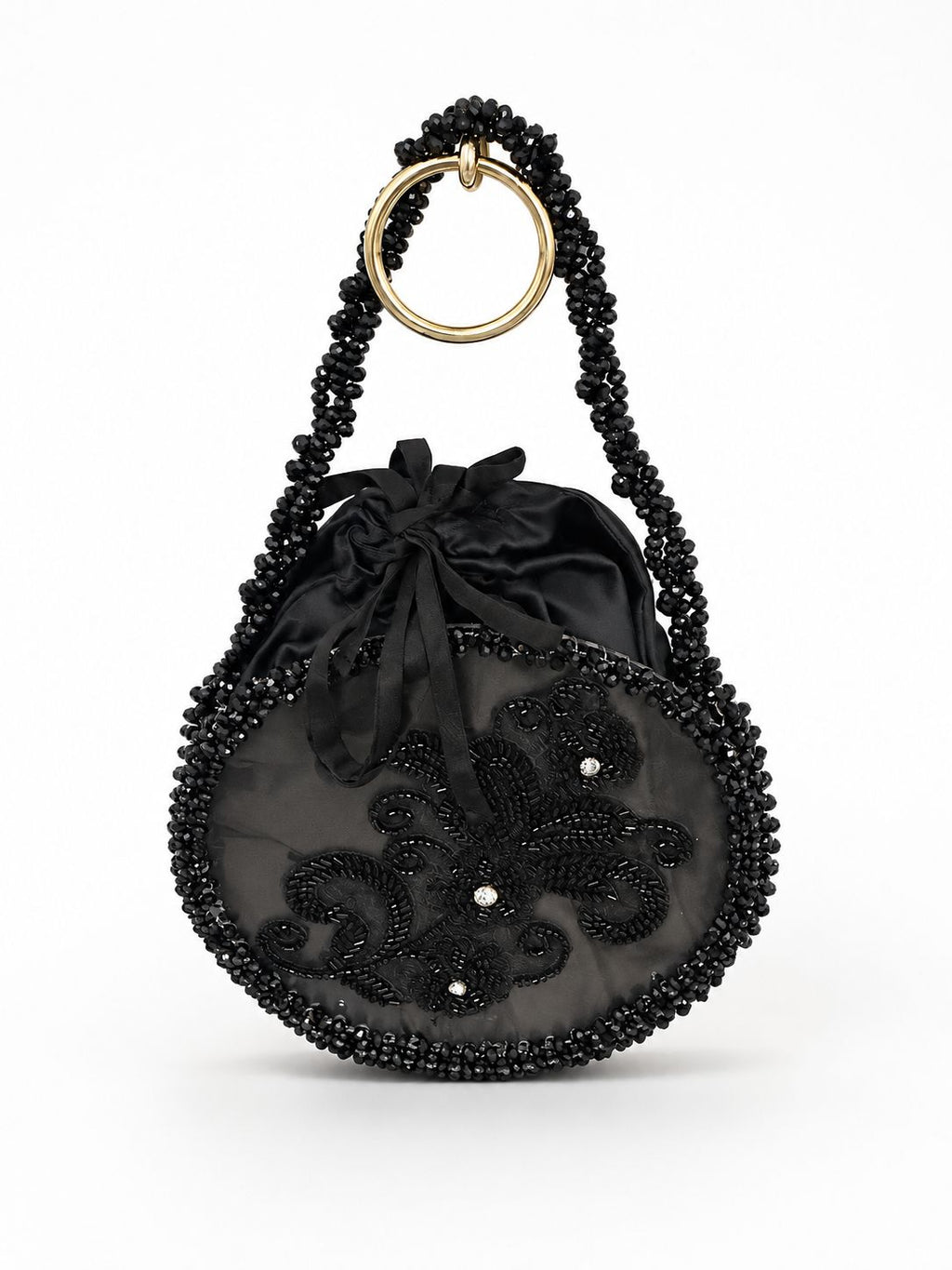 Midnight Noir Beaded acrylic Clutch