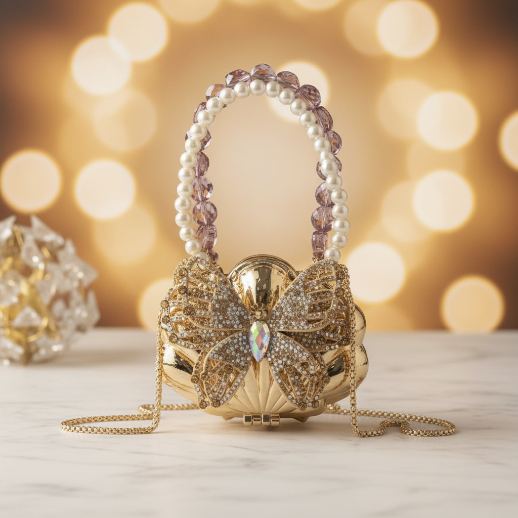 Luxury Gold Crystal Clutch