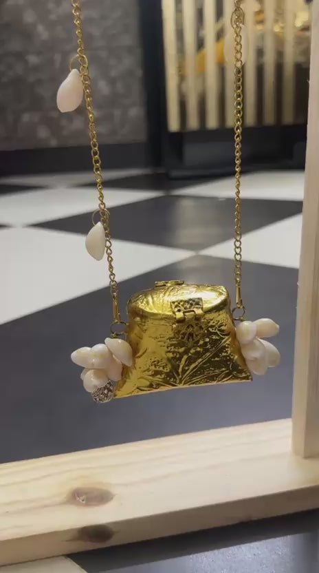 Mini Gold Blossom Charm Clutch